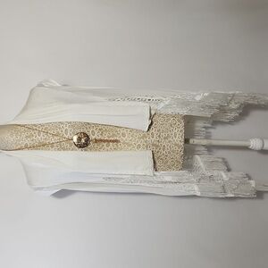 MARIA GABRIELLE BOHO IVORY LACE OPEN DRAPE FRONT CARDIGAN SWEATER VEST TOP PM